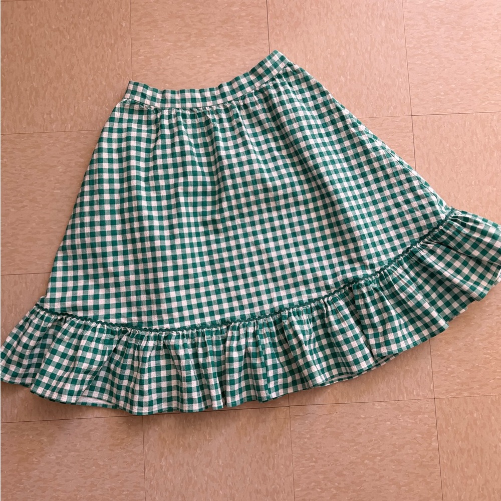 Collectif Green and White Gingham Skirt